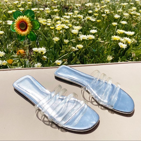 Zara Square Toe Clear Strappy Sandals